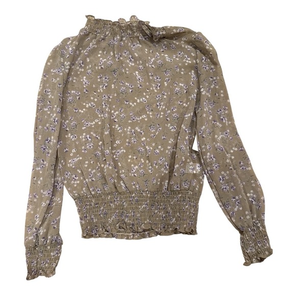 Floral Smocked Blouse - Tan NWT - Picture 1 of 4